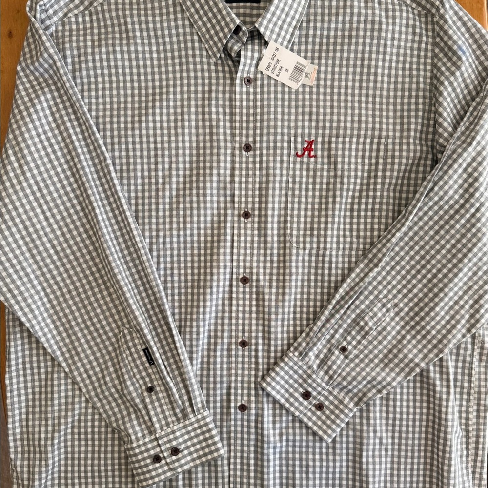 Antigua Alabama Crimson Tide Mens 2XL Structure Gingham Button Down Shirt NWT